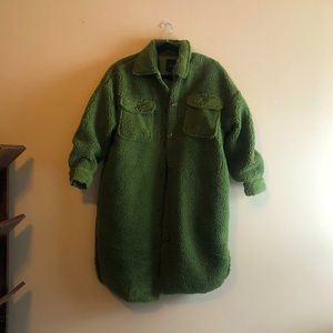 Forever 21 green teddy coat brand new without tags! Never worn!